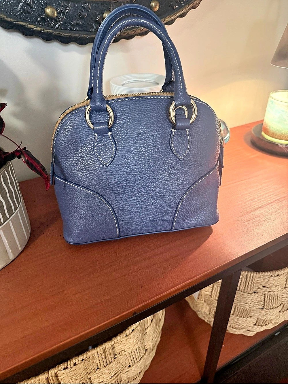 Dooney & Bourke Pebble Grain Small Domed Satchel Blue